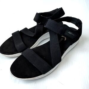 AK sport by Anne Klein  Galaxia Black Sandals with White Soles